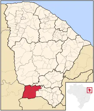 Ligging van de Braziliaanse microregio Chapada do Araripe in Ceará