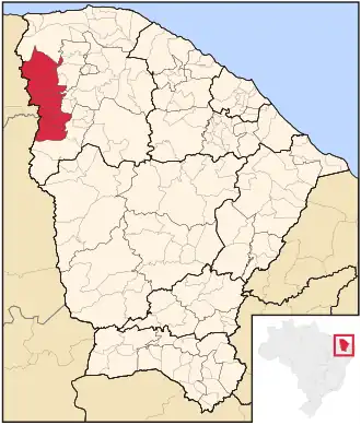 Ligging van de Braziliaanse microregio Ibiapaba in Ceará