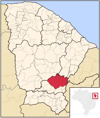 Ligging van de Braziliaanse microregio Iguatu in Ceará