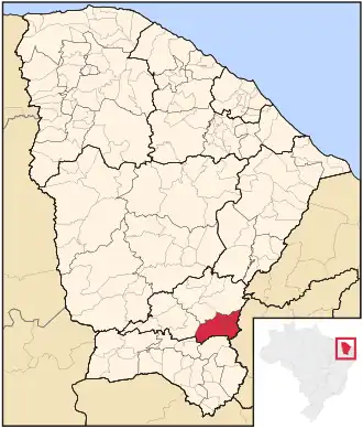 Ligging van de Braziliaanse microregio Lavras da Mangabeira in Ceará