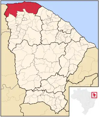 Ligging van de Braziliaanse microregio Litoral de Camocim e Acaraú in Ceará