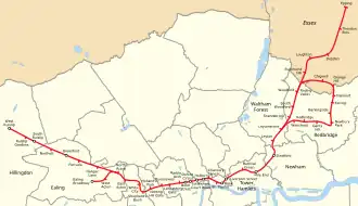 Central Line op de kaart