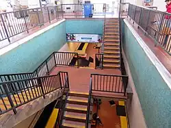 De trappen naar het perron gezien uit de stationshal