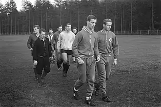 Borghuis (links vooraan) bij de centrale training van Jong Oranje op 1 november 1962