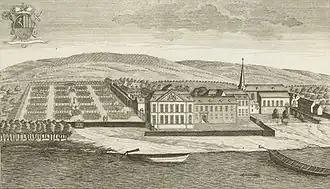 Het kasteel van Seraing in de 17e of begin 18e eeuw