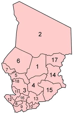 Departementen van Tsjaad