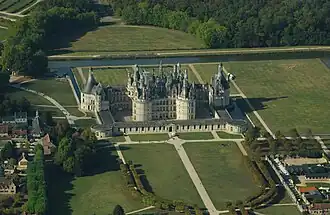 Kasteel van Chambord vanuit de lucht