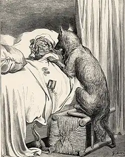 Illustratie voor Le Petit Chaperon Rouge (1697) van Charles Perrault, geïllustreerd door Gustave Doré.