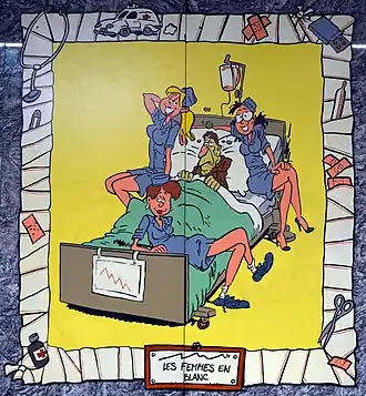 Vrouwen in 't Wit in het metrostation Janson in Charleroi