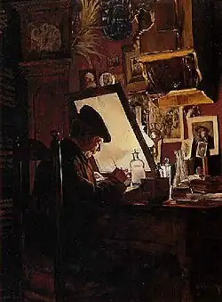 Etser in zijn studio