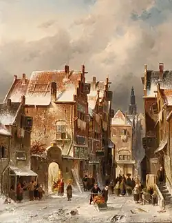 Besneeuwd straatje te Haarlem