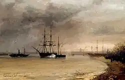 De aankomst van het lijk van Willem II in Rotterdam, 1849, olieverf op doek, Museum Rotterdam