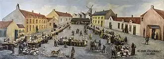 De oude vischmarkt te Oostende van 1677