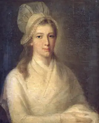 Charlotte Corday, op haar verzoek geschilderd door Jean-Jacques Hauer, enkele uren voor haar executie.
