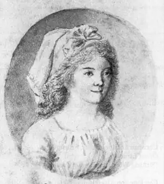 Charlotte von Ahlefeld (potloodtekening van Ferdinand von Blumenbach rond 1800)
