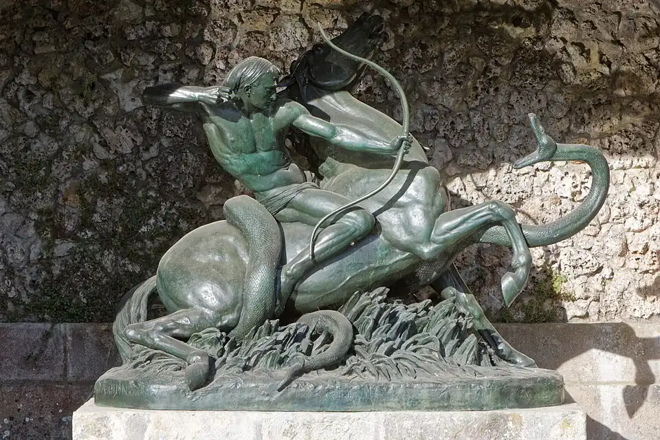 Chasseur indien surpris par un boa, château de Fontainebleau, bassin des cascades.