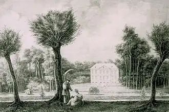 Historisch zicht op het kasteel uit 1831