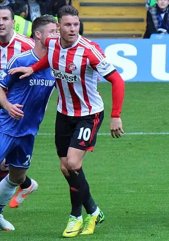 Wickham op 19 april 2014, spelende voor Sunderland in de met 1-2 gewonnen wedstrijd tegen Chelsea FC