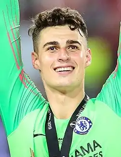 Kepa voor Chelsea tijdens de gewonnen UEFA Europa League-finale van 2018/19