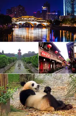 Een collage van Chengdu