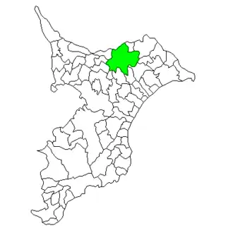 Situering van Narita in de prefectuur Chiba