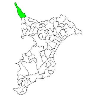 Situering van Noda in de prefectuur Chiba