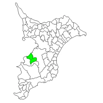 Situering van Sodegaura in de prefectuur Chiba