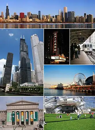 Een collage van Chicago