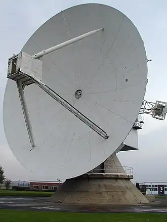 De 25 meter-paraboolantenne van de weerrader van Chilbolton Observatory