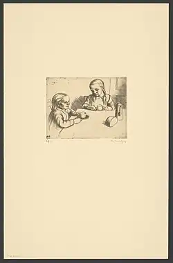 Kinderen bij ontbijt (1935), prentenkabinet van de KBR, S.IV 22271