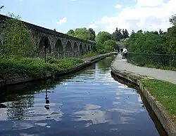 Zicht op vaarweg met jaagpad
