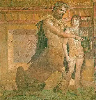 Achilles ontvangt instructies van Chiron fresco in Herculaneum