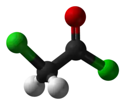 Molecuulmodel van chlooracetylchloride