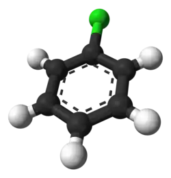 Molecuulmodel van chloorbenzeen
