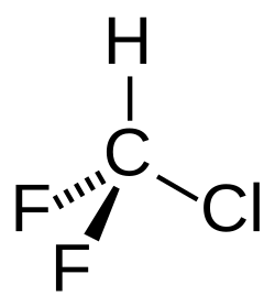 Structuurformule van chloordifluormethaan