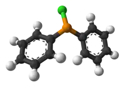 Molecuulmodel van chloordifenylfosfaan