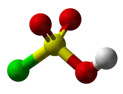 Molecuulmodel van chloorsulfonzuur