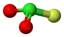 Molecuulmodel van chlorylfluoride