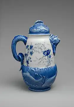 Chocoladekan in blauw-wit porselein (1890-1896), Metropolitan Museum of Art, New York.