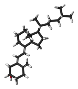 ▵ Molecuulmodel van vitamine D3 zoals het in mensen en dieren wordt geproduceerd