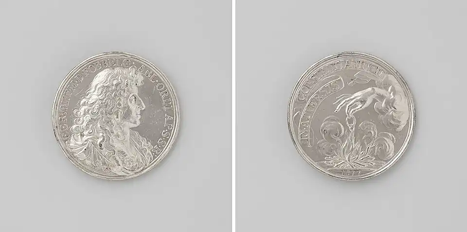 De vader van Rumpf, Christiaan Constantijn Rumpf, afgebeeld op een zilveren penning toen hij diplomaat was in Zweden.