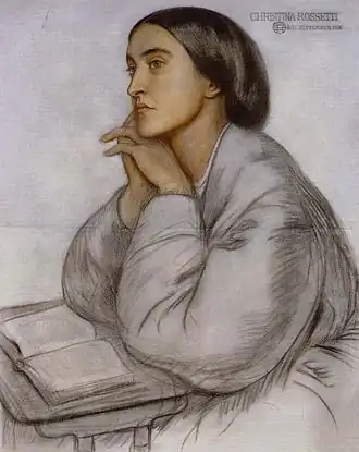 Christina Rossetti (1866), portret door haar broer, Dante Gabriel Rossetti