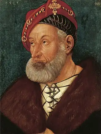 Schilderij van Christoffel I van Baden gemaakt door Hans Baldung, 1515.