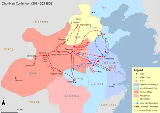 Kaart van de Chu-Han-oorlog.