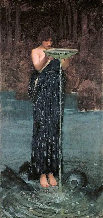 Circe Invidiosa, detail, 1892, waarin Circe het water van de zee vergiftigt