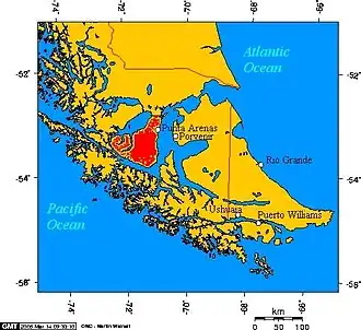 Kaart van Península de Brunswick