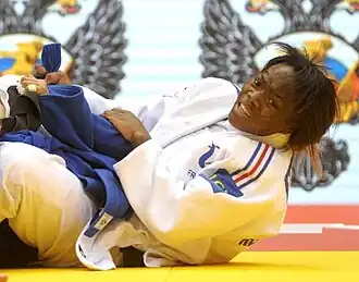 Agbegnenou in actie tijdens de WK judo 2014
