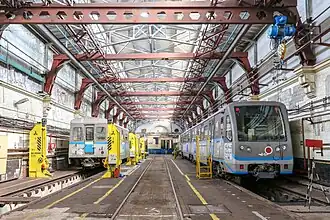 De locatie van het station in het depot