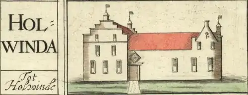 De borg op de kaart van Willem en Frederik Coenders van Helpen (1678)