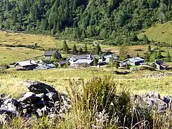 Uitzicht op Chalets de Miage (1559 m.)